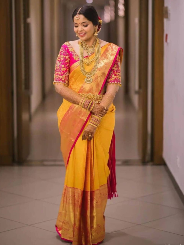 Yellow South India Saree