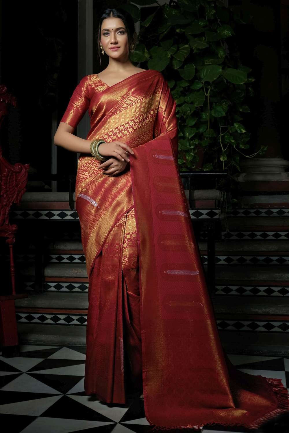 Buy Apricot Orange South Silk Saree online-Karagiri – Karagiri Global